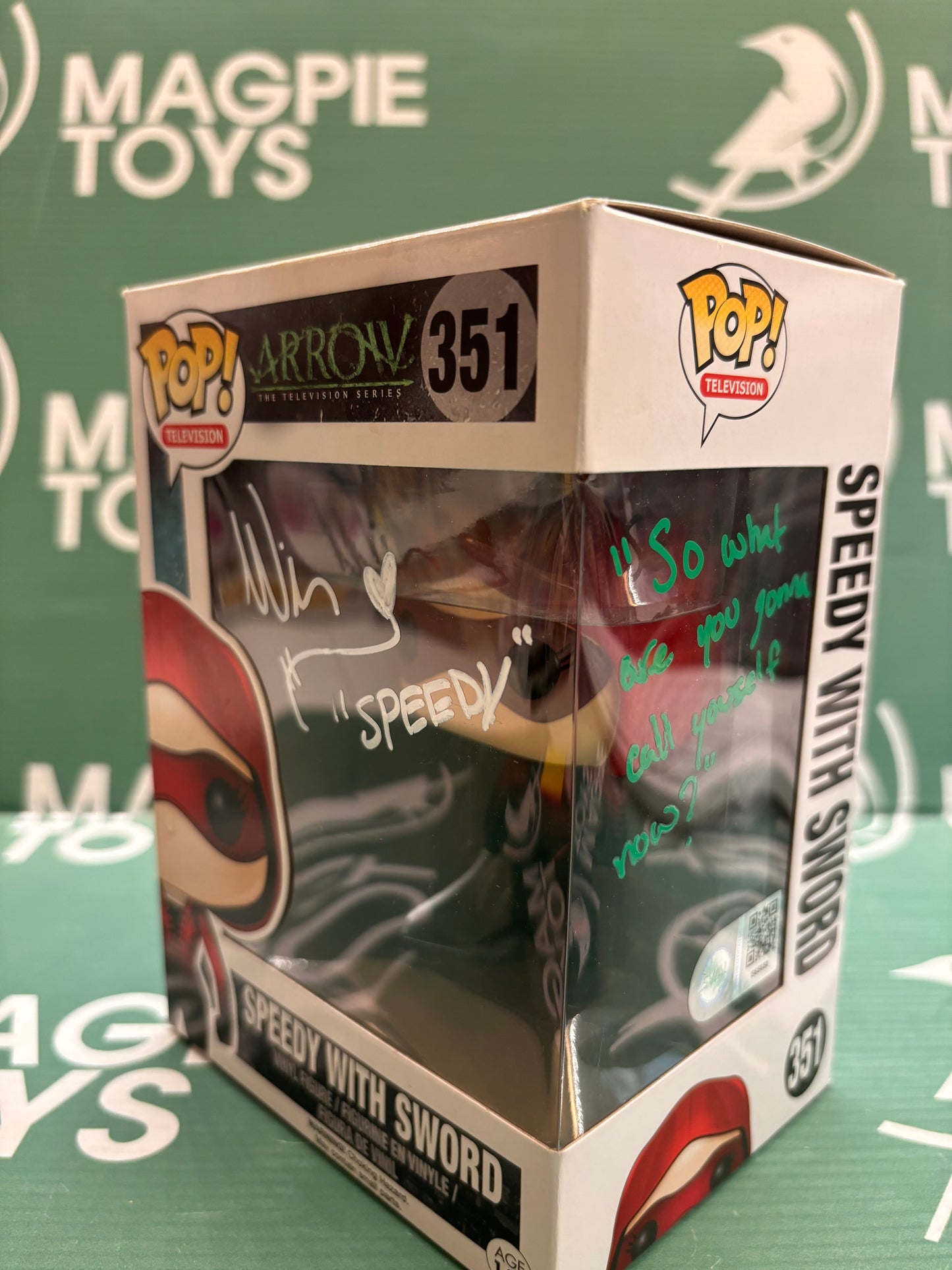 Willa Holland Signed Speedy With Sword Funko Pop - DC Arrow