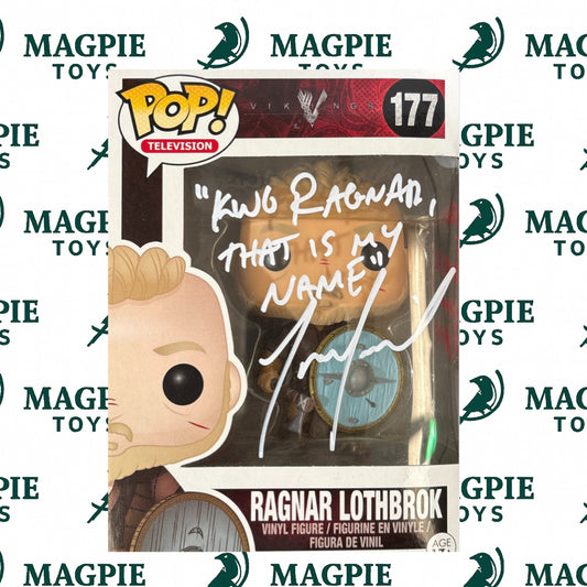 Travis Fimmel Signed Ragnar Funko Pop 177 - Dual Coloured & Quoted - VIKINGS