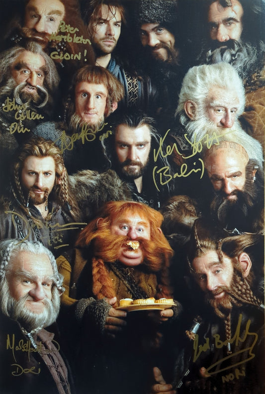 Multi Signed Dwarf Headshot 12x18 Print - The Hobbit